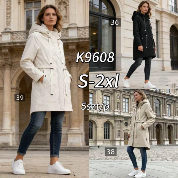 Kurtki damskie cienki Roz S-2XL, 1 Kolor .Paczka 5 szt